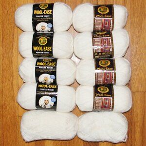 Lion Brand Wool -Ease Worsted Yarn White Frost 9+ Skeins